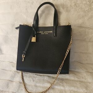 Marc Jacobs Black and Gold Satchel with Chain Detail